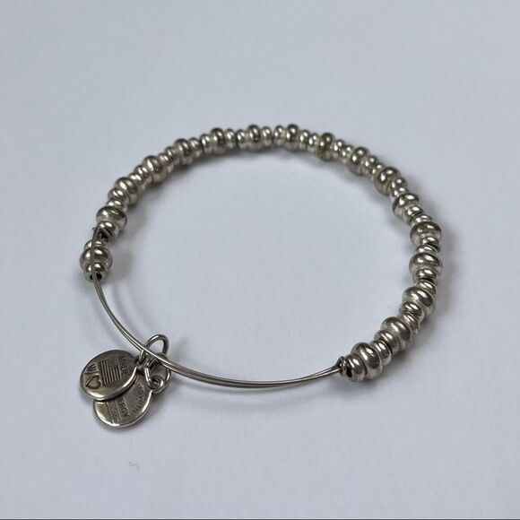 Alex and Ani Nile Beaded Expandable Bangle Bracelet in Rafaelian Silver Finish - Picture 2 of 6